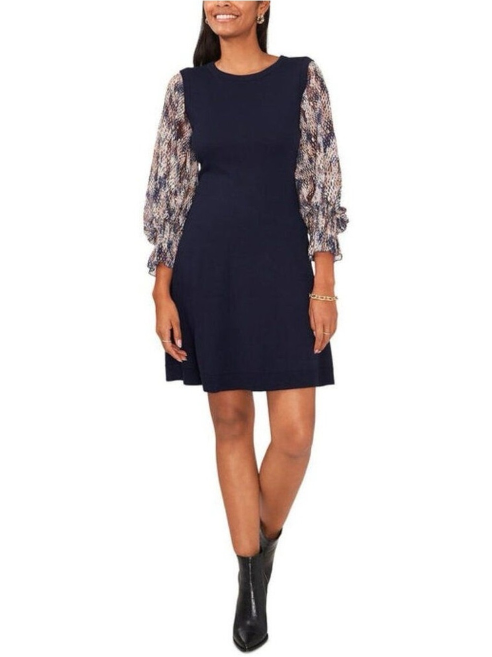 MSK Women's Classic Navy Two-Tone Knee Shift Dress